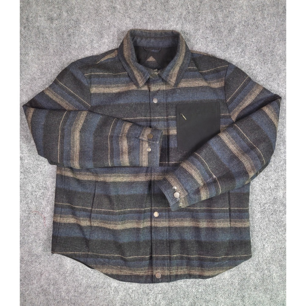Pendleton Shirt Jacket Mens XL Blue Striped Wool Blend Snap Front Lined Shacket